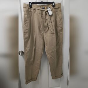 NWT Polo Ralph Lauren Trousers 16 Tan Khaki Beige Pant Euro Tie Wide Leg New 125